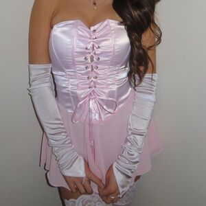 White Fox Pink Silk Dress